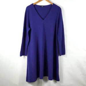 Eileen Fisher Purple 100% Merino Wool Oversized Tunic Sweater Dress Size Size L.